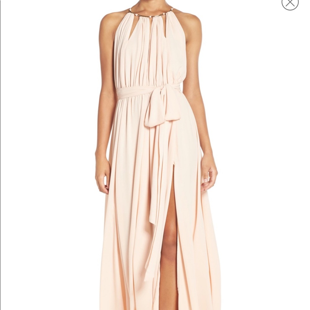 Lulu’s pink chiffon maxi dress